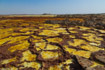 Dried sulphur pools on the summit of Dallol salt volcano, Ethiopia